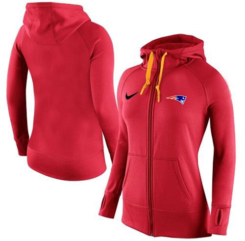 Women's Nike New England Patriots Full-Zip Performance Hoodie Red - Click Image to Close